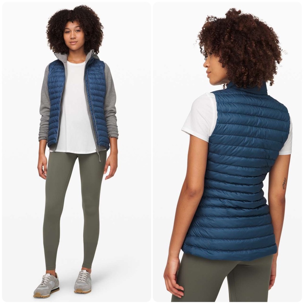 Lululemon Pack It Down Vest Code Blue LIKE NEW W4BELS Size 2 Goose Down
